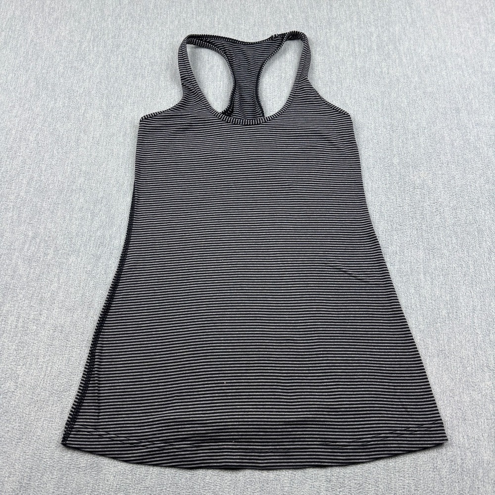 Lululemon Tank Top Womens 4 Gray Striped Cool Racerback Stretch Sleeveless Yoga